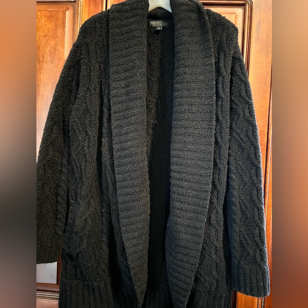 Barefoot Dreams CozyChic Cable Shawl Cardi, Knit Open Front Cardigans XL…